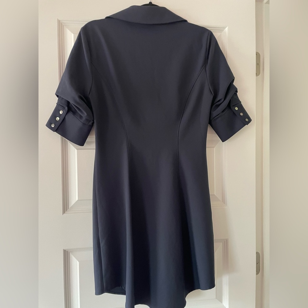 Cinq Γ Sept Dark Elina Gathered Mini-Shirtdress, Navy, Size 6 - Picture 6 of 10